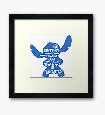 Stitch Ohana means family Framed Print