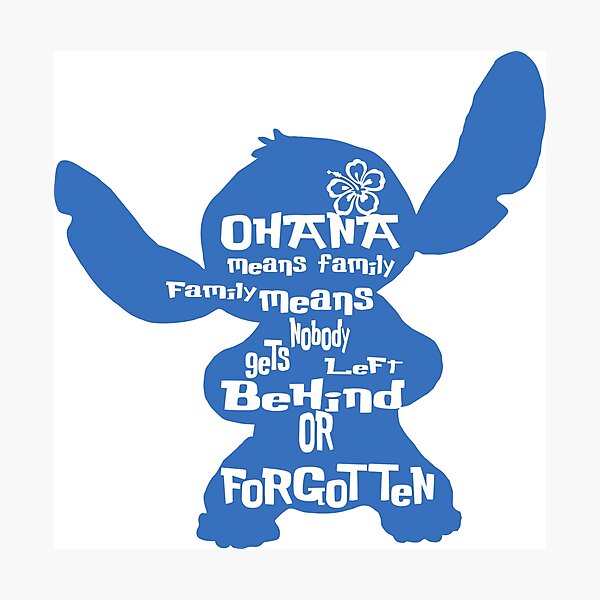 Stitch Ohana significa familia Lámina fotográfica