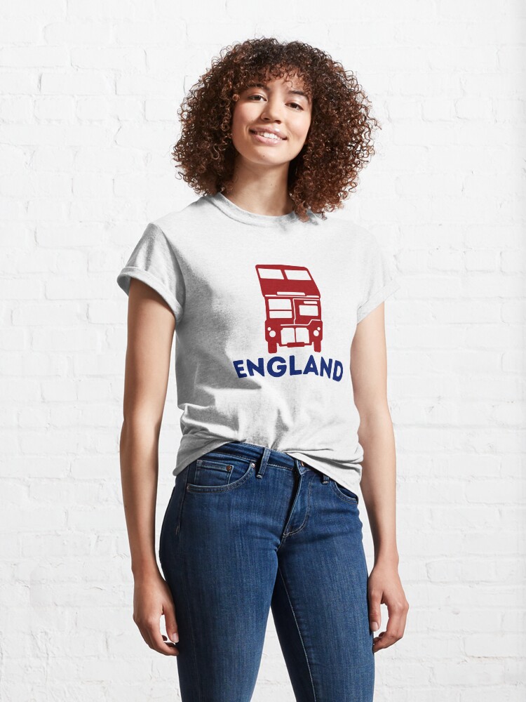 Alternate view of England, Red Double Decker Bus, London Bus Classic T-Shirt