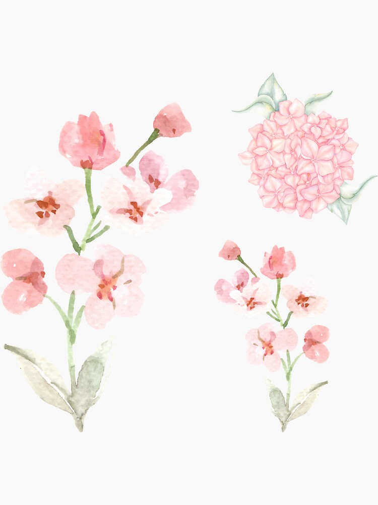 Pink flower Stickers by Mhea, Redbubble