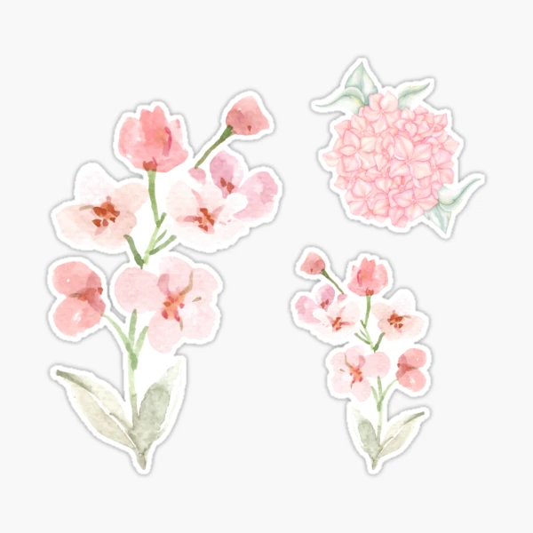 Pink flower Stickers by Mhea, Redbubble