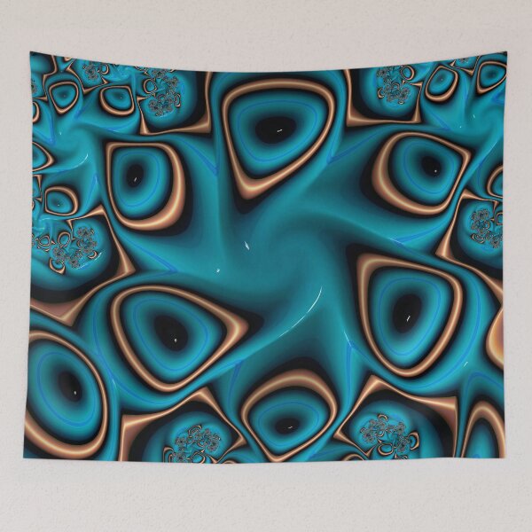 Item preview, Unique Fractal Flower in Teal and Copper designed and sold by Elisabeth Lucas.