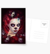 Sugar Doll Red Dia De Muertos Postcards