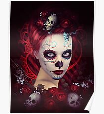 Sugar Doll Red Dia De Muertos Poster