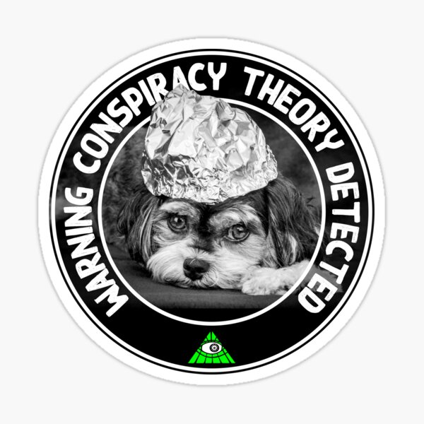 Item preview, Conspiracy Puppy in a Tinfoil hat, Warning Conspiracy Theory Detected stamp,  designed and sold by Hollyharry.