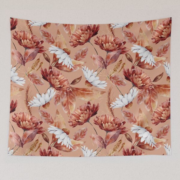 Item preview, Elegant and striking Dahlia Orange Watercolor, with Chrysanthemums and Daisies designed and sold by Orianah.