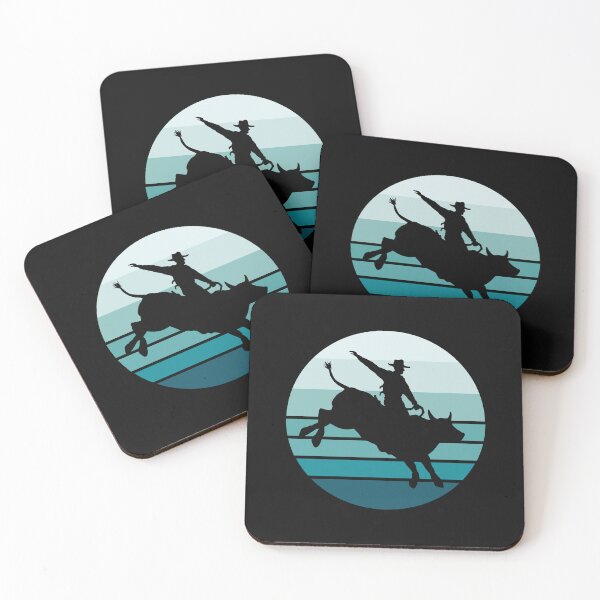 Item preview, Bull Rider - Bull Riding - Retro Blue Stripes Background designed and sold by EstelleStar.