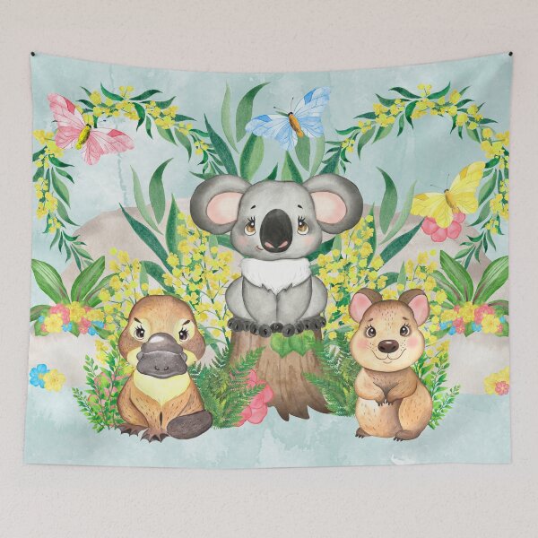 Item preview, Adorable Australian baby animals, a cute puggle, sweet koala and cheeky quokka, watercolor painting designed and sold by Orianah.