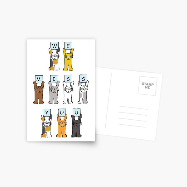 Item preview, We Miss You Cartoon Cats Holding up Letters designed and sold by KateTaylor.