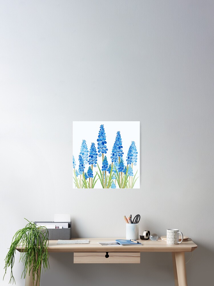 Thumbnail 2 of 3, Poster, blue grape hyacinth forest designed and sold by ColorandColor.