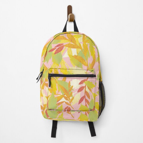 Item preview, Leaf pattern in pink brown green yellow designed and sold by WildCanyon.