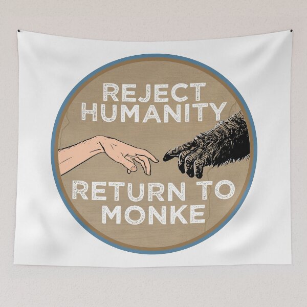 Item preview, Reject Humanity Return to Monke Evolution Funny Chimp Meme designed and sold by alltheprints.