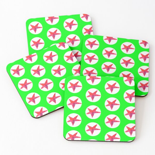 Item preview, Red star pattern on green (painted) designed and sold by lausn.