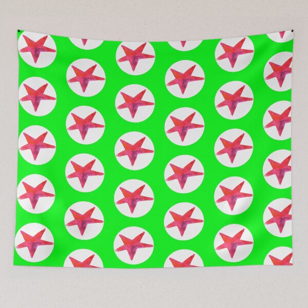 Item preview, Red star pattern on green (painted) designed and sold by lausn.