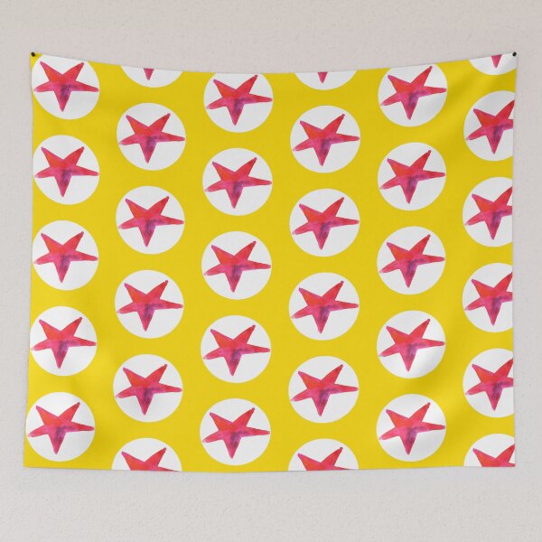 Item preview, Red star pattern on light orange (painted) designed and sold by lausn.