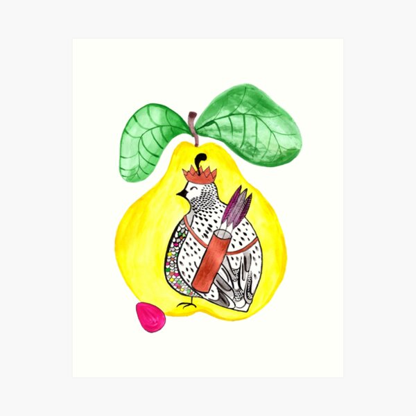 Quail in a Quince Art Print
