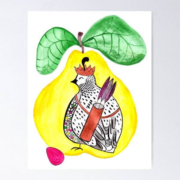 Quail in a Quince Poster