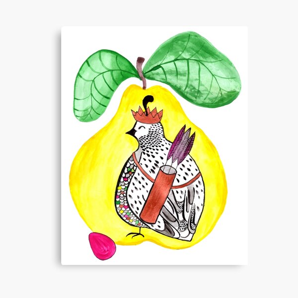 Quail in a Quince Canvas Print