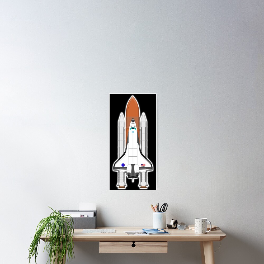 Space Shuttle Discovery. Space. Orbit. On Black. Poster