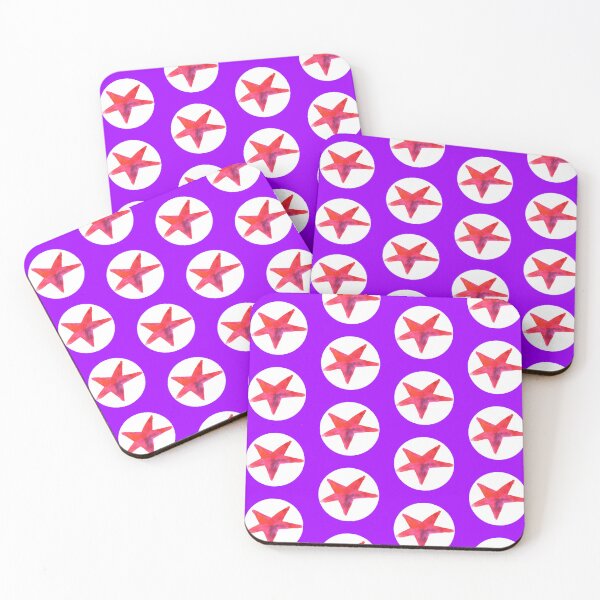Item preview, Red star pattern on purple (painted) designed and sold by lausn.