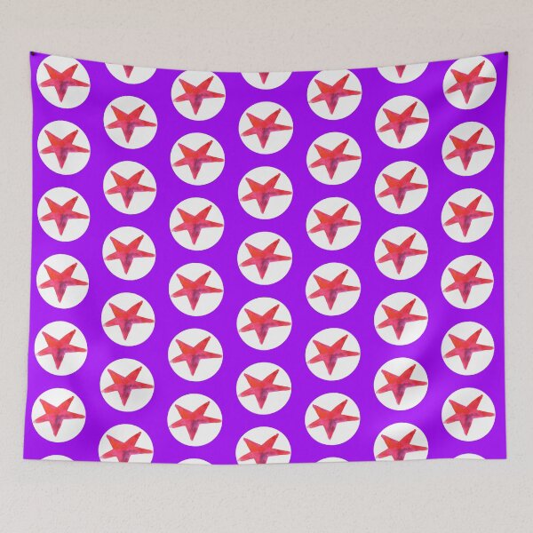 Item preview, Red star pattern on purple (painted) designed and sold by lausn.