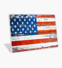 Primitive Barn Wood Grain grunge USA American Flag Laptop Skin