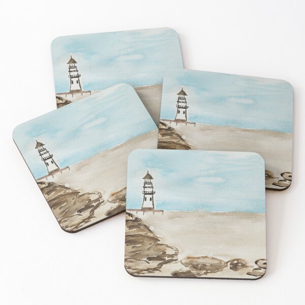 Item preview, Watercolor hand painted abstract sea ​​and lighthouse designed and sold by quinnstyle.