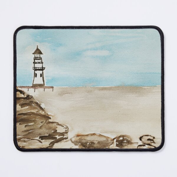 Item preview, Watercolor hand painted abstract sea ​​and lighthouse designed and sold by quinnstyle.
