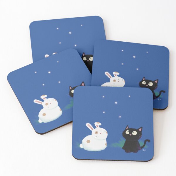 Item preview, Firefly Night with Biscotti and Smudge - Dark Blue designed and sold by mwkairos.