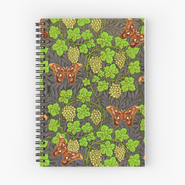 Item preview, GRAPES ,VINES, GREEN LEAVES ,MOTHS Art Nouveau Grey Brown Yellow Green F loral Pattern designed and sold by BulganLumini.