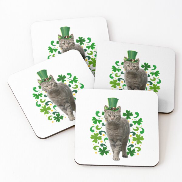 Item preview, St Patrick's Day Irish Saint Patrick's Shamrock Walk Cat designed and sold by Barnissim.