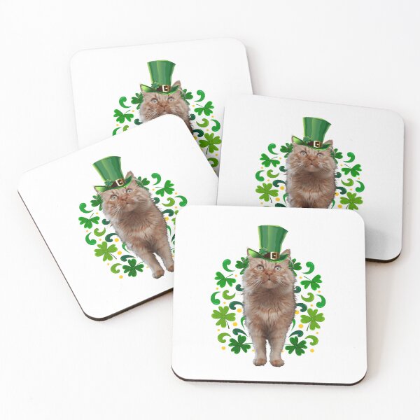 Item preview, St Patrick's Day Irish Saint Patrick's Shamrock Look-up Cat designed and sold by Barnissim.