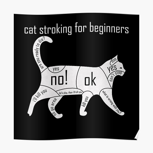 "Cat Stroking For Beginners Guide Funny Cats Chart" Poster for Sale