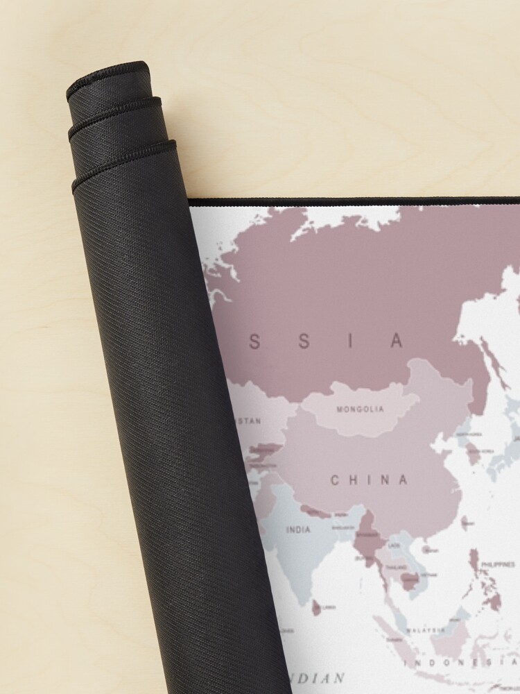 Alternate view of World Map in blush pink and grey Mouse Pad