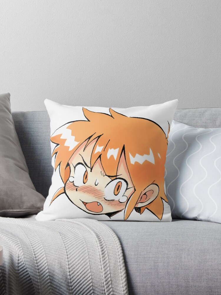 Anime Girl Orange Throw Pillow By Jitsuka Redbubble