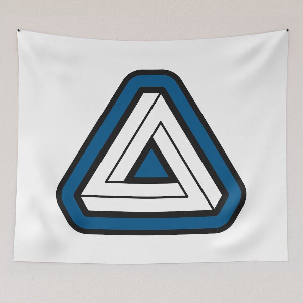Item preview, Dark Blue Impossible Triangle Optical Illusion designed and sold by iscaStudioArt.