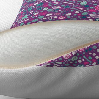 Alternate view of Mini Fossils - turquoise, white and pink on purple - fun pattern by Cecca Designs Floor Pillow
