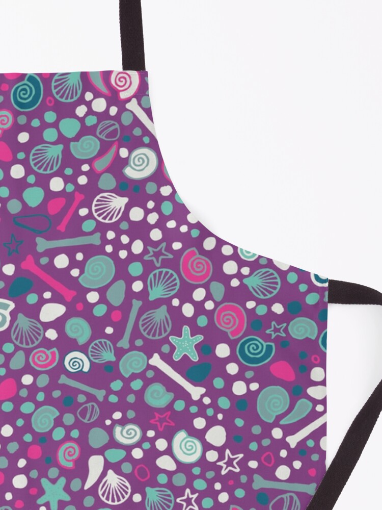 Alternate view of Mini Fossils - turquoise, white and pink on purple - fun pattern by Cecca Designs Apron