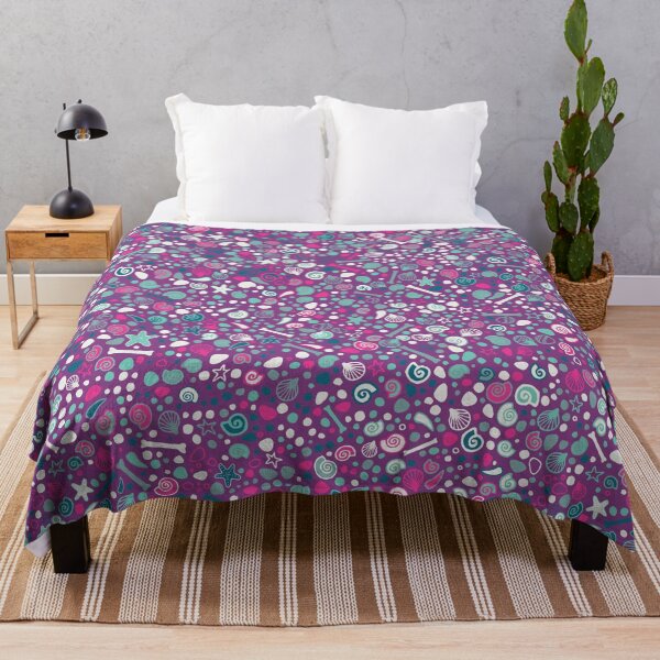 Item preview, Mini Fossils - turquoise, white and pink on purple - fun pattern by Cecca Designs designed and sold by Cecca-Designs.