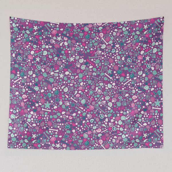 Item preview, Mini Fossils - turquoise, white and pink on purple - fun pattern by Cecca Designs designed and sold by Cecca-Designs.