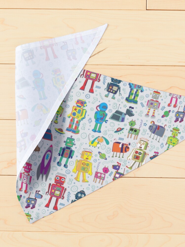 Alternate view of Robots in Space - grey - fun Robot pattern by Cecca Designs Pet Bandana