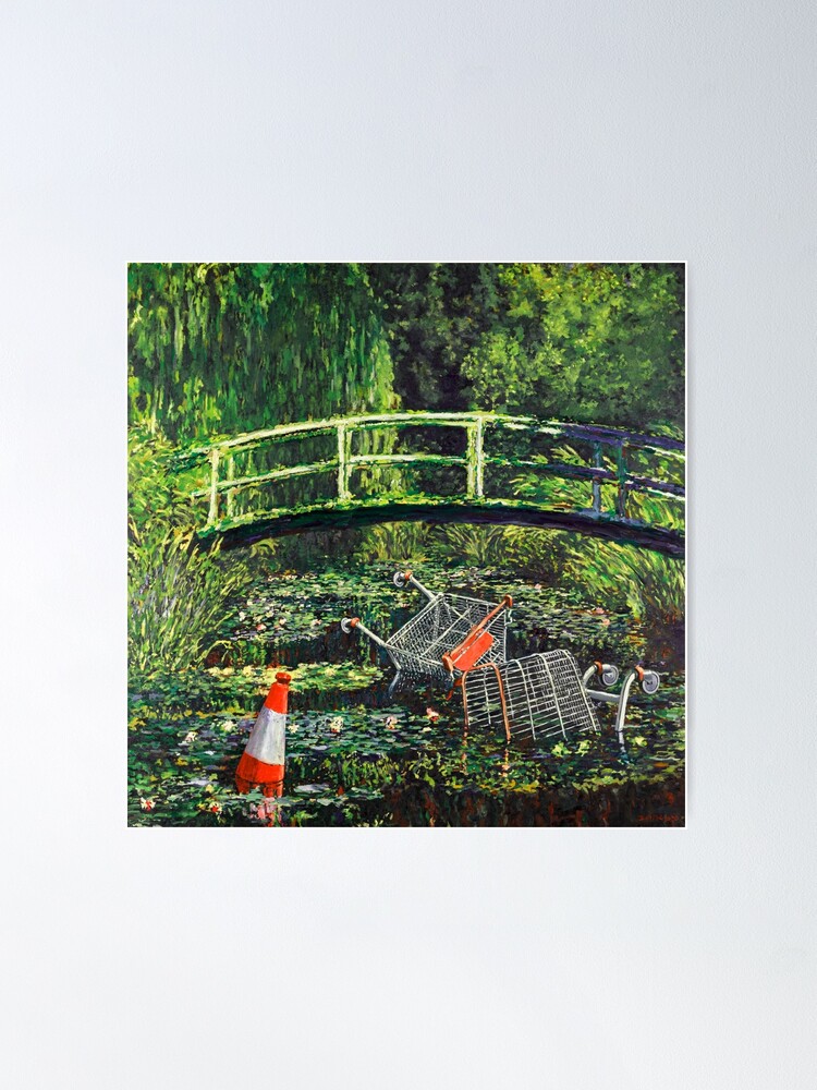 Thumbnail 2 of 3, Poster, Banksy - Show Me The Monet | Urban Art Parody designed and sold by Teecha.