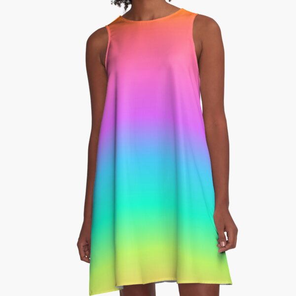 Pastel Rainbow Gradient A-Line Dress