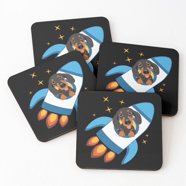 Item preview, Funny Dachshund Sausage Dog Space Rocket designed and sold by Lulupainting.