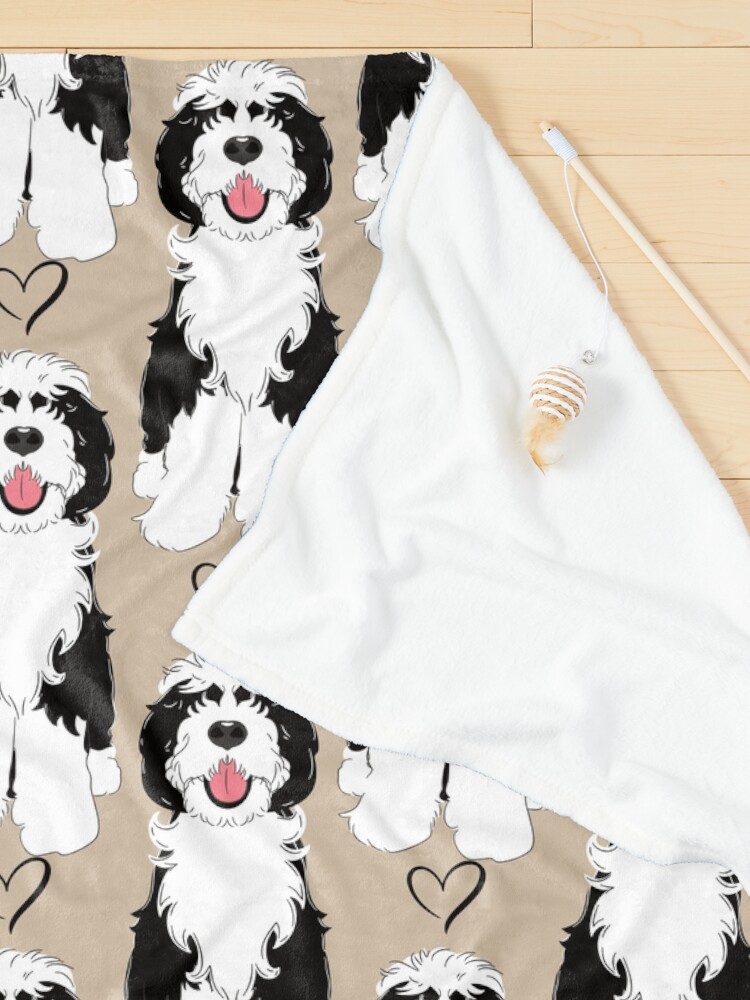 Alternate view of LOVE Black and White Sheepadoodle Pet Blanket