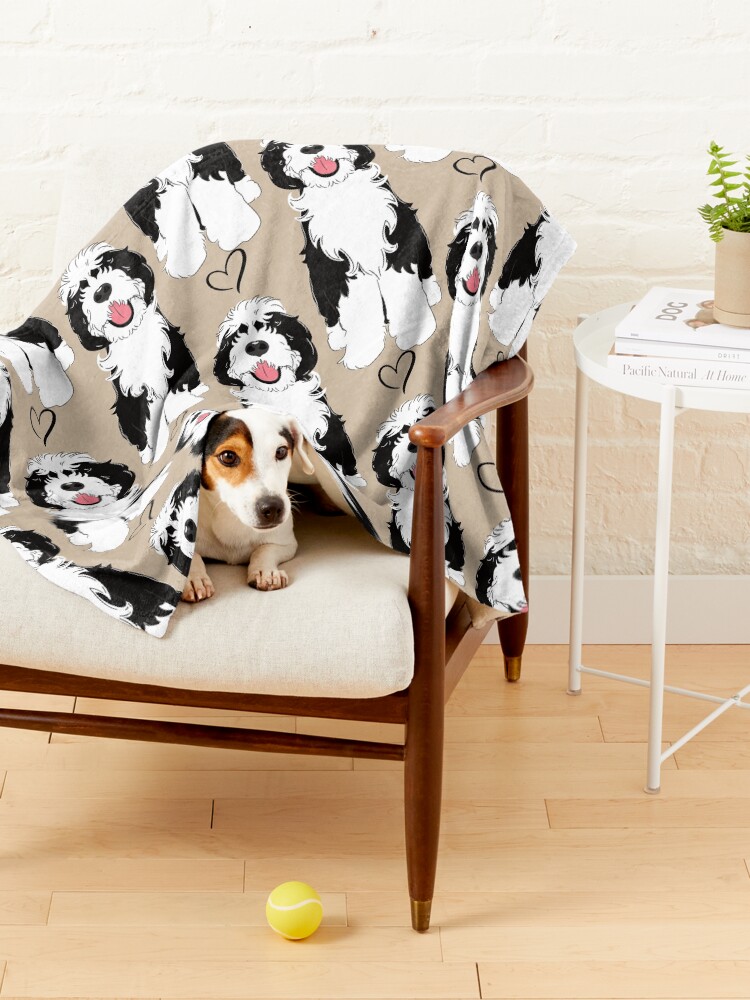 Alternate view of LOVE Black and White Sheepadoodle Pet Blanket