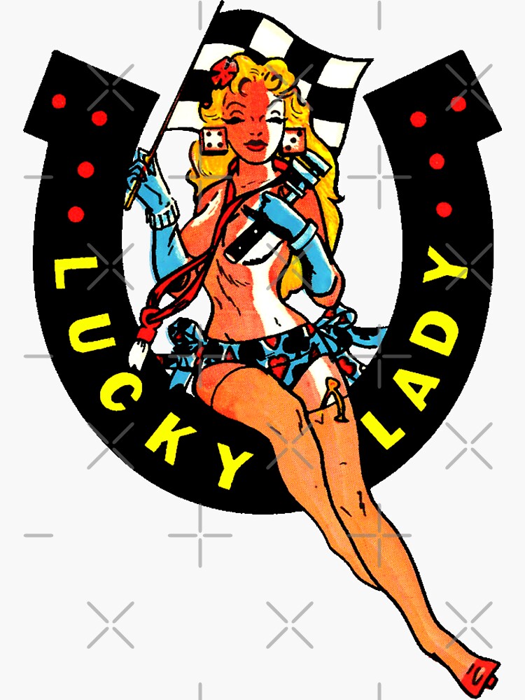 Lucky Lady Hot Rod Pin Up Vintage Decal by hilda74