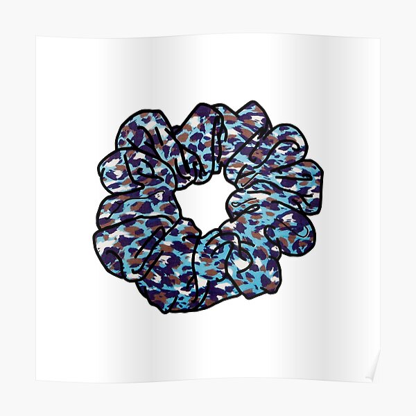 VSCO Girl Blue Candy Leopard Pattern Hair Scrunchie  Poster