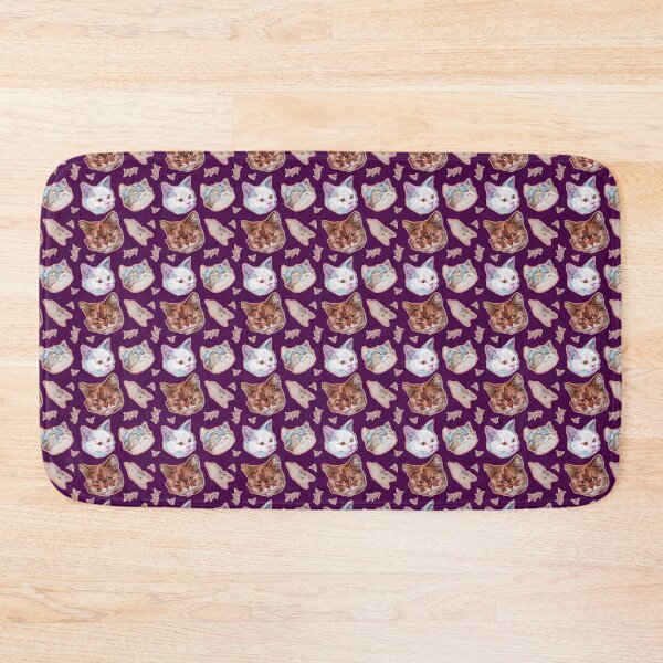 Item preview, Cats oil painted heads on purple background designed and sold by Nina's Vibrant Art.