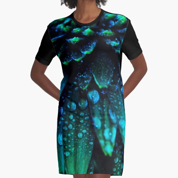 Gerbera Daisy - Midnight Blue Flower photography by Ingrid Beddoes Graphic T-Shirt Dress